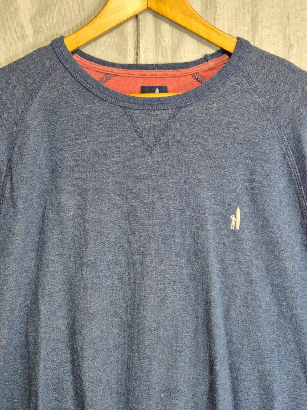 Johnnie-O Men Blue Heathered Raglan Sleeve Crew Neck Pullover Sweatshirt Size L
